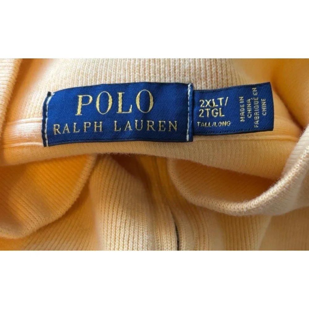 Polo Ralph Lauren Pullover Mens 2XLT Big & Tall Yellow Luxury Quarter-Zip Cotton